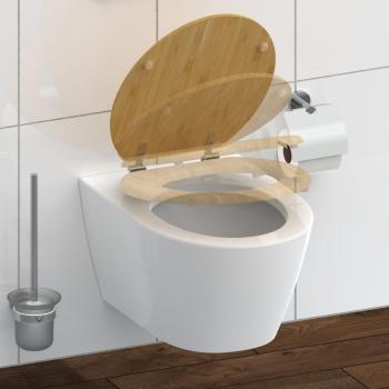 Tavoletta WC in Bambù con Chiusura Ammortizzata, Bruchsicher e Kratzfest