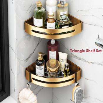 Ensemble d'étagères de salle de bain de luxe avec étagère d'angle triangulaire et organisateur mural pour shampoing et douche