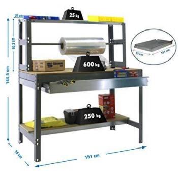 SimonRack Kit Etabli 1440x1500x750mm Charge 600Kg SIMONWORK BT4 BOX 1500 GRIS FONCE