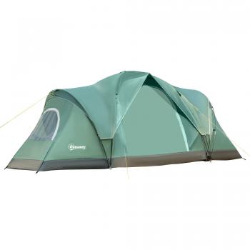 Outsunny 5-6 Personen Tunnelzelt Armeegrün Schwarz, 4,55x2,3x1,8m