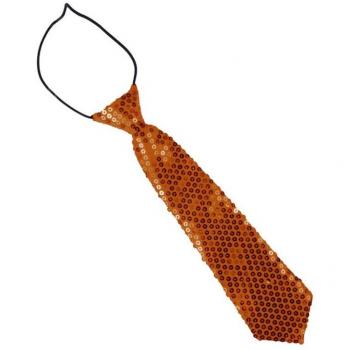Corbata infantil marrón de lentejuelas 30 cm