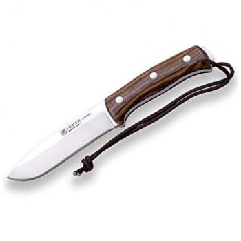 Cuchillo Deportivo de Caza Nomad CN125 con Mango de Nogal, Hoja de 12,7 cm, Funda de Piel Marrón y 200 cm de Paracord - Herramienta para Pesca