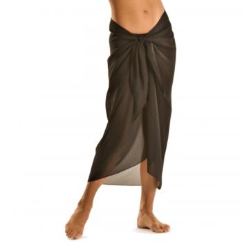 TOSKATOK Femmes Filles Sexy Couvre Plage élégante Robe Jupe jusqu'à Sarong en Couleurs Unies-Taille Unique-Noir