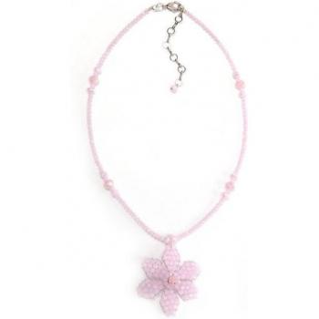COLLEZIONE ALESSANDRO Damenkette mit Anhänger Tony aus rosa Glas mit facettierten Perlen