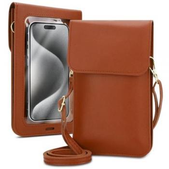 Borsa a tracolla in PU per Samsung Galaxy A32 4G con tasca per smartphone, colore marrone