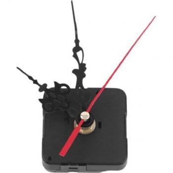 DIY Silent Quartz Clock Movement Mechanism with Black Spindle and Red Hands for Large Wall Clock Repair and Replacement