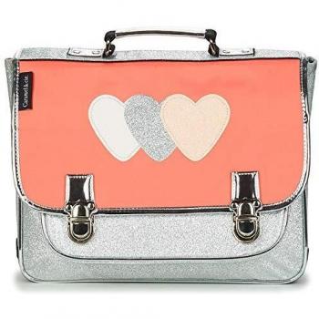 rentrée des classes Caramel & CIE Coeur Cartable 38 CM Porte-Documents Filles Argenté/Rose - Argenté - Rose argentée, Taille Unique