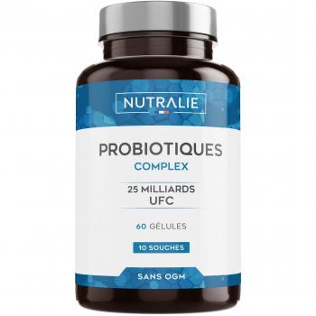 NUTRALIE | Probiotiques 25 milliards d’UFC par gélule | 10 souches bactériennes | Bactéries actives garanties | 60 gélules gastro-résistantes pour une meilleure absorption | Probiotiques Complex