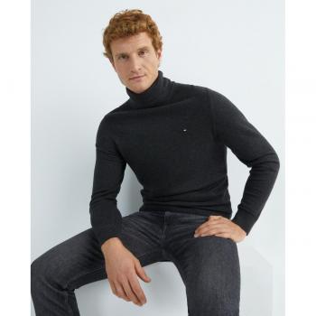Pull col roulé en coton Pima et cachemire avec logo brodé Tommy Hilfiger - Homme - Gris anthracite - Taille L