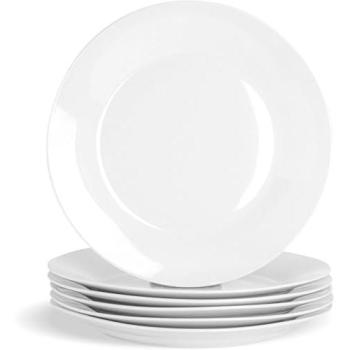 Porcelain White Dinner Plate Set - 6PC, 27cm Diameter, Dishwasher & Microwave Safe