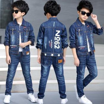 Korean Denim Spring Suit Set for Boys 2022 - Two-Piece Children's Clothing for Spring and Autumn