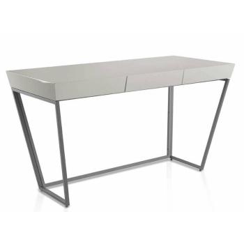 Bureau Design Klorane 1 Tiroir Bois Laqué et Acier Noir - Couleur Blanc 140x65x74 cm