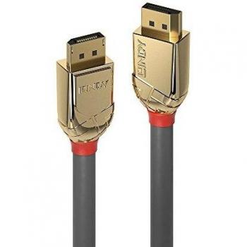 Lindy 15m DisplayPort 1.2 Cable, Gold Line - 4K UHD Resolution, High Bandwidth of up to 21.6 Gbps, Supports Multi-Stream Transport (MST), Durable Gold-Plated Connectors