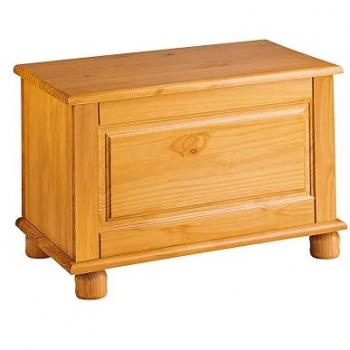 Baúl de Madera Maciza de Pino Canet, Color Miel, 46x70x39 cm, Puerta Abatible