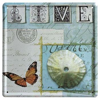 SuperStudio Lo + deModa eve040 – 87 – Quadro di metallo stampa, motivo vintage blue live, 20 x 20 cm