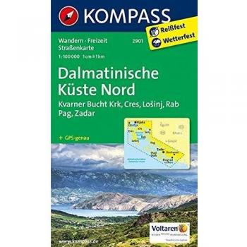 KOMPASS Wanderkarte Dalmatinische Küste Nord: Wanderkarte. GPS-genau. 1:100000: Wandelkaart 1:100 000