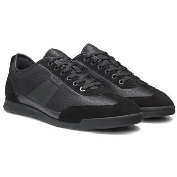 BOSS Zapatillas Nitan Lowp para Hombre, Negras, Talla 44, Planas, con Cordones, Casual