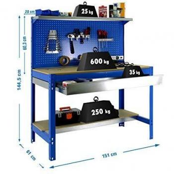 Simonrack - Etabli 3 niveaux/1 tiroir 875 Kg L. 1510 x Ht. 1445 x P. 610 mm KIT SIMONWORK BT3 BOX 1500 BLEU - 448100021156012 - Simonwork