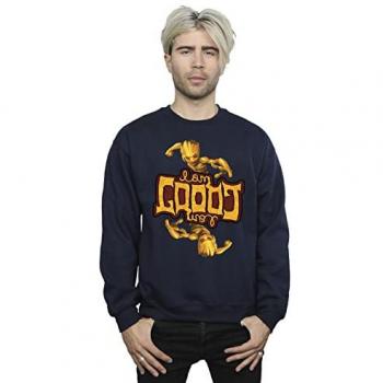 Marvel Men's Guardians of the Galaxy Groot Sweatshirt with Inverted Grain - Navy Blue Large