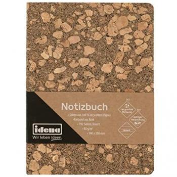 Idena Kork Notizbuch 20x14 cm, liniert, 192 Seiten, 100% recyceltes Papier