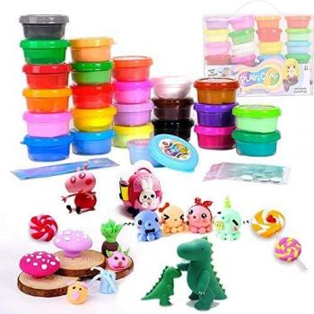 TBC The Best Crafts Pâte à Modeler, 24 Couleurs Argile Sèche à L'air avec Accessoires DIY Bricolage Cadeau pour Enfants
