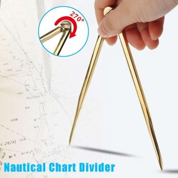 Solid Brass 168mm Nautical Chart Straight Divider - Portable Rust-Free Marine Navigation Tool for Architects