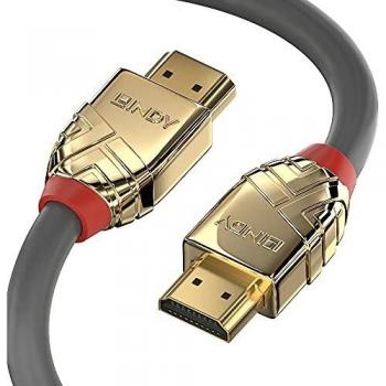 Lindy 10m Standard HDMI Cable, Gold Line, Premium Design, Gold Plated, with Ethernet, 4K 30Hz HDMI 2.0 10.2G 3D 1080p 120Hz 144Hz HDR ARC CEC ATC Tested TV OLED Monitor Xbox PS4 PS5 Blu-ray Soundbar