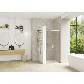 Puerta de Ducha Pivotante 75 cm con Perfil Cromado y Cristal Transparente 6mm - Kinedo PA90221CTNE