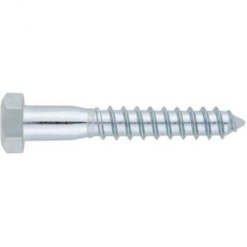 Tornillo Tirafondo DIN 571 Zincado 16x100 mm Cabeza Hexagonal - Caja de 50 Unidades