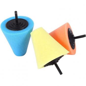 3Pcs 1/4 inch Shank Sponge Cone Metal Polishing Foam Pad Wool Buffing Ball for Automotive Wheel Care