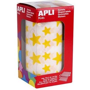 APLI Kids - Rollo de gomets estrella, color amarillo