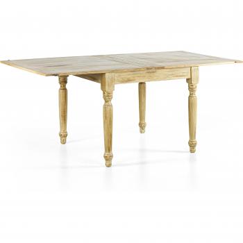 Mesa extensible de mango antigua blanca 90x90x80 cm