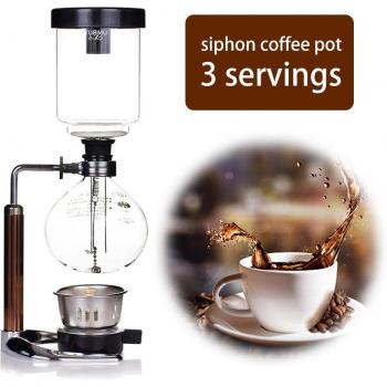 Cafetière à siphon 3 tasses avec filtre - Pot à café et thé résistant à la chaleur