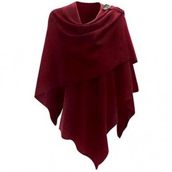 PULI Damen Poncho Schal Cashmere Feeling Strick Cape Cardigan Für Frauen Geschenk Für Mutter