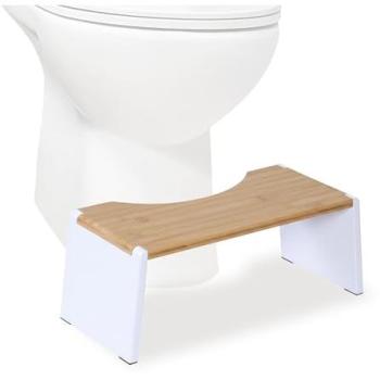 Sgabello WC Pieghevole Antiscivolo in Bambù per Adulti, 19 x 43,5 x 20 cm, Naturale/Bianco