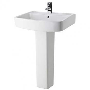 Square 600mm 1 Tap Hole Bathroom Basin Sink with Full Pedestal