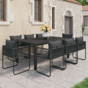 Ensemble de jardin 9 pièces en PVC résine tressée noir