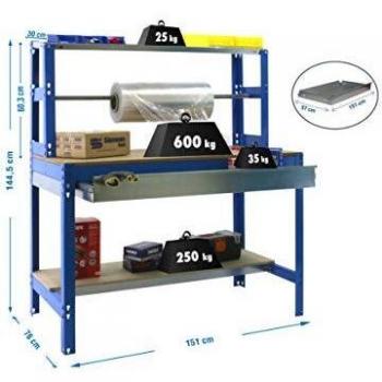SimonRack Kit Etabli 1440x1500x750mm Charge 600Kg SIMONWORK BT4 BOX 1500 BLEU