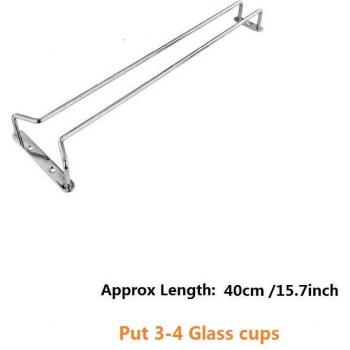 Single Row Silver Metal Wine Glass Rack for Under Cabinet - 40cm & 60cm Stemware Holder for Restaurant and Bar Kitchen Utensils