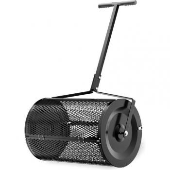 Rouleau Épandeur de Compost 75L avec Poignée en T et Gabbia à Réseau - 110x64x40 cm