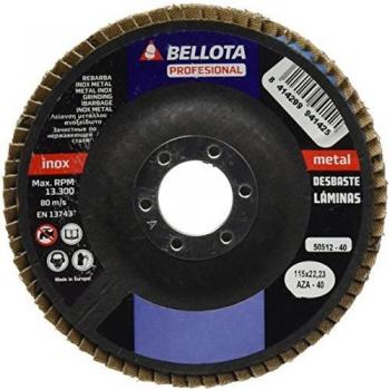 Bellota 50512-40 Disco Laminas Base Fibra DE Vidrio DESBASTE INOX-Metal/Agresivo-Corindon