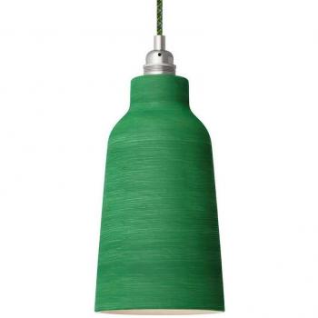 Lampada a Sospensione Bottiglia in Ceramica Made in Italy con Cavo Tessile e Finiture Metalliche