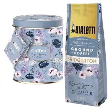 Barattolo Decorativo Bialetti con Caffè Macinato Bridgerton 250g - Miscela Royal Regency Blend 80% Arabica, 20% Robusta
