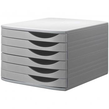 Boîte de rangement à tiroirs Re-Solution 6 Tiroirs - Gris clair en plastique recyclé DIN A4