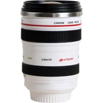 Mug de café en acier inoxydable 400ML avec objectif d'appareil photo et couvercle, tasse de voyage pour café et thé, bouteille d'eau design objectif