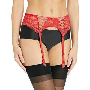 Aubade ND50 Women's Soleil Nocturne Gala Red Floral Lace Suspender Belt 40