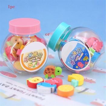 20 pcs Mini Kawaii Cartoon Animal Fruit Erasers M17F - Cute Creative Rubber Erasers