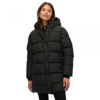 Doudoune femme Superdry Sports mi-longue noire en polyester recyclé