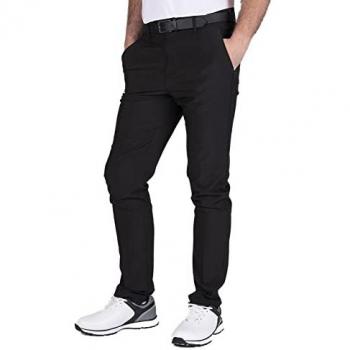 Island Green Men's Stretch Tapered Golf Trousers - Black - 42W/31L