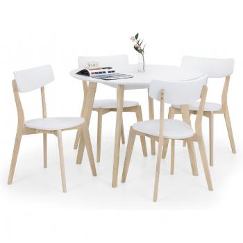 Casa Round Dining Table and 4 Chairs Set - White/Oak